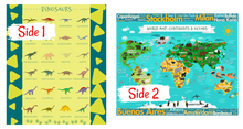Load image into Gallery viewer, Dinosaur Species World Map Learning Blanket for Kids