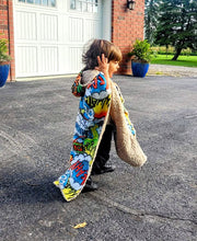 Load image into Gallery viewer, Car Seat Poncho Car Crash Tested Comic Hero Teddy Reversible