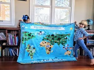 Dinosaur Species World Map Learning Blanket for Kids