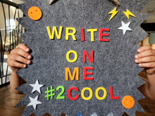 Load image into Gallery viewer, Kids Felt Letter Board – Dark Gray Sign with 130+ Reusable Letters & Symbols, Fun Comic Shape with Hanging Rope