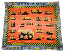 Load image into Gallery viewer, Double-Sided Learning Blanket® – Construction Site Theme (50" x 60") – Soft Minky Educational Blanket for Kids – Vehicles & Site Vocabulary