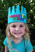 Load image into Gallery viewer, Kids Alphabet Crown – Light Turquoise Felt Toy with 60+ Reusable Letters for Learning & Play