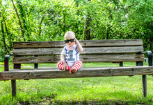 Load image into Gallery viewer, Baby Boy First Birthday Outfit – 5-Piece Cake Smash Set with “One” Onesie, Bow Tie, Leg Warmers, Bib & Party Hat – Dr. Seuss, Carnival or Patriotic Theme