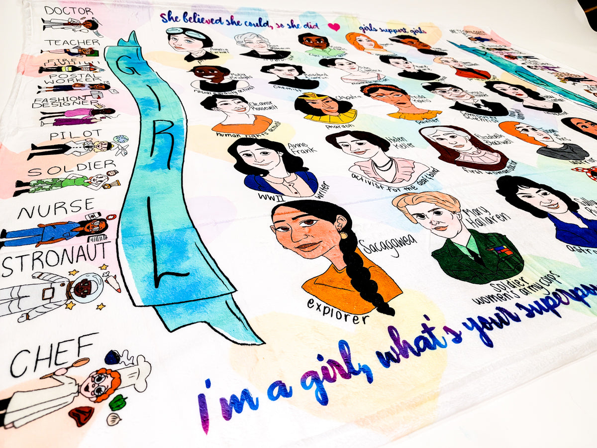 Girl Power Learning Blanket Women History Careers Professions Female L Birdy Boutique