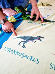 Dinosaur Species World Map Learning Blanket for Kids