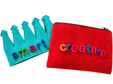 Load image into Gallery viewer, Kids Alphabet Crown – Light Turquoise Felt Toy with 60+ Reusable Letters for Learning & Play
