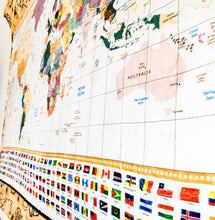 Load image into Gallery viewer, World Map Learning Blanket®, 50" x 60" Educational Blanket with Country Flags, Geography & Global Awareness Playmat for Kids