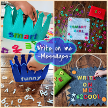 Load image into Gallery viewer, Kids Alphabet Crown – Light Turquoise Felt Toy with 60+ Reusable Letters for Learning & Play