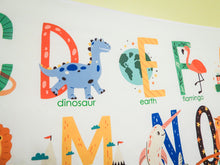 Load image into Gallery viewer, Alphabet Wall Tapestry (72" x 28") – ABC Picture Banner for Toddlers, Preschool & Nursery Decor – Educational Canvas for Kids