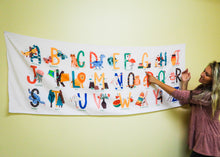 Load image into Gallery viewer, Alphabet Wall Tapestry (72" x 28") – ABC Picture Banner for Toddlers, Preschool & Nursery Decor – Educational Canvas for Kids