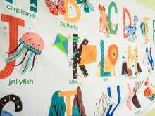 Load image into Gallery viewer, Alphabet Wall Tapestry (72" x 28") – ABC Picture Banner for Toddlers, Preschool & Nursery Decor – Educational Canvas for Kids
