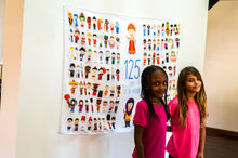 Load image into Gallery viewer, Children of the World Diversity Tapestry (55" x 37") – Educational Wall Hanging for Classrooms, Homeschool & Playrooms – 125 Cultural Illustrations