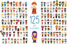 Load image into Gallery viewer, Children of the World Diversity Tapestry (55" x 37") – Educational Wall Hanging for Classrooms, Homeschool & Playrooms – 125 Cultural Illustrations