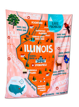 Load image into Gallery viewer, Various States Facts Map Tapestry – Educational Fabric Poster with State Capitals, Flags, Animals & Cities – 40"–60" Wall Hanging for Kids
