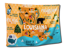 Load image into Gallery viewer, Various States Facts Map Tapestry – Educational Fabric Poster with State Capitals, Flags, Animals & Cities – 40"–60" Wall Hanging for Kids