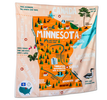 Load image into Gallery viewer, Various States Facts Map Tapestry – Educational Fabric Poster with State Capitals, Flags, Animals & Cities – 40"–60" Wall Hanging for Kids