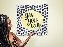 Load image into Gallery viewer, “Yes You Can” Motivational Tapestry (36" x 36") – Inspirational Wall Art for Kids, Teens, Classrooms & Dorm Decor
