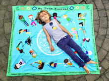 Load image into Gallery viewer, Yoga Poses & Games Activity Blanket for Kids (50" x 60") – Reversible Learning Mat with Yoga, Meditation, and Interactive Games – Soft & Educational Travel Blanket