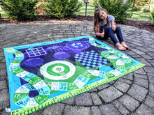 Load image into Gallery viewer, Yoga Poses & Games Activity Blanket for Kids (50" x 60") – Reversible Learning Mat with Yoga, Meditation, and Interactive Games – Soft & Educational Travel Blanket