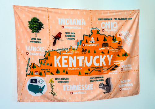 Kentucky State Map Tapestry – Educational Wall Hanging for Kids (60