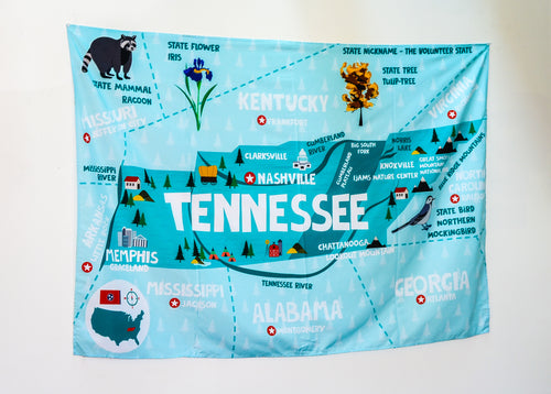 Tennessee State Map Tapestry – Educational Wall Hanging for Kids (60