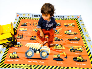 Construction Site Trucks Heavy Equipment Learning Blanket Playmat