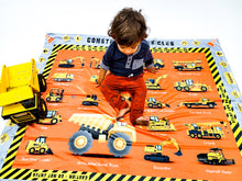Load image into Gallery viewer, Construction Site Trucks Heavy Equipment Learning Blanket Playmat