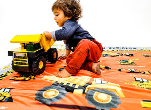 Construction Site Trucks Heavy Equipment Learning Blanket Playmat