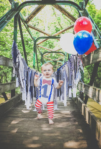 1st B-Day Boy Outfit - Baseball Patriotic