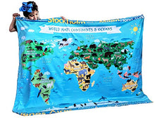 Load image into Gallery viewer, Dinosaur Species World Map Learning Blanket for Kids