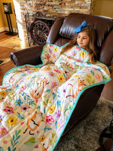Weighted Blanket for Kids 5 lbs 55"x42" for Children 40 to 60 pounds Flower Pattern