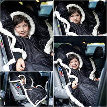 Load image into Gallery viewer, Car Seat Poncho - Car Crash Tested and CPSC Compliant - Black Sherpa