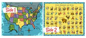 USA Map 50 States Capitals Birds Mammals Learning Blanket for Kids