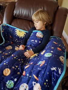 Planets Weighted Blanket for Kids 5 lbs 55"x42" for Children 40 to 60 pounds