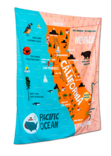 Load image into Gallery viewer, Various States Facts Map Learning Tapestry Fabric Poster