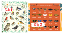 Load image into Gallery viewer, Birds Butterflies Common Backyard Species Learning Blanket for Kids