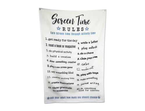 Screen Time Rules Choices Contract Poster Tapestry Wall Hanging for Kids