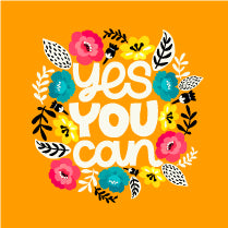 Bright Flowers Yes You Can Motivational Tapestry Wall Hanging